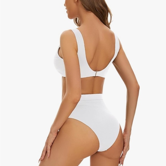 iSwaves Ribbed Bikini Sets Scoop Neck Cheeky Swimsuit Adjustable Straps Textured - Picture 5 of 13